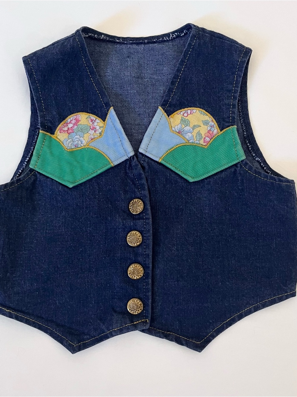 Vintage Children’s Size 5 Denim Appliqué Vest